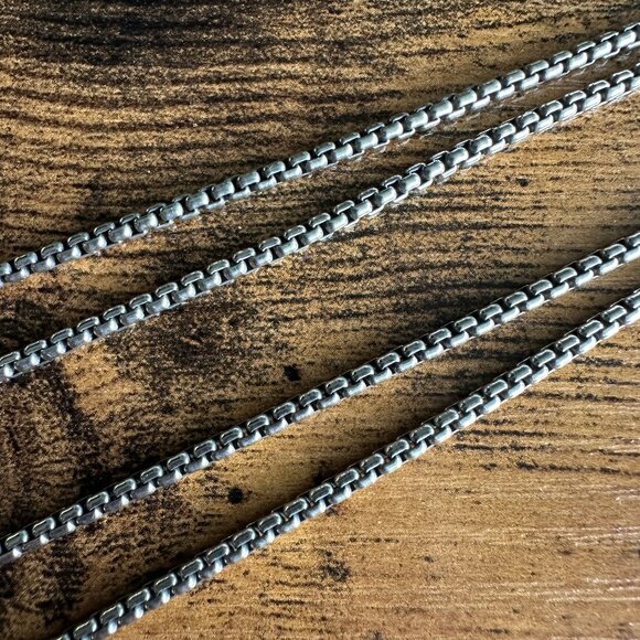 David Yurman Small Box Chain Necklace w/ 14K Gold - 2.7mm - 35.75" - Picture 8 of 15